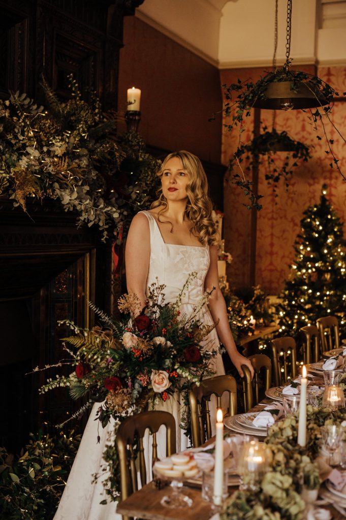 A wedding at the William Cecil, Stamford. Christmas wedding Stationery. Feature bride and flowers